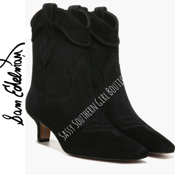 ⭐🆕Sam Edelman black suede western bootie - Picture 1 of 14